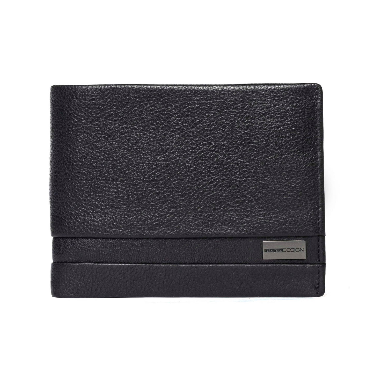 Momodesign portafoglio con portamonete Dollaro in vera pelle nero