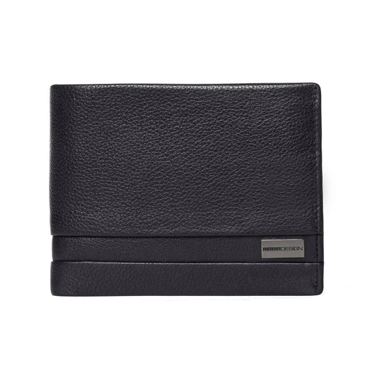 Momodesign portafoglio con portamonete Dollaro in vera pelle nero