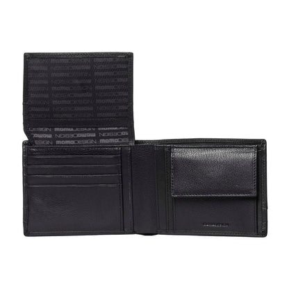 Momodesign portafoglio con portamonete Dollaro in vera pelle nero