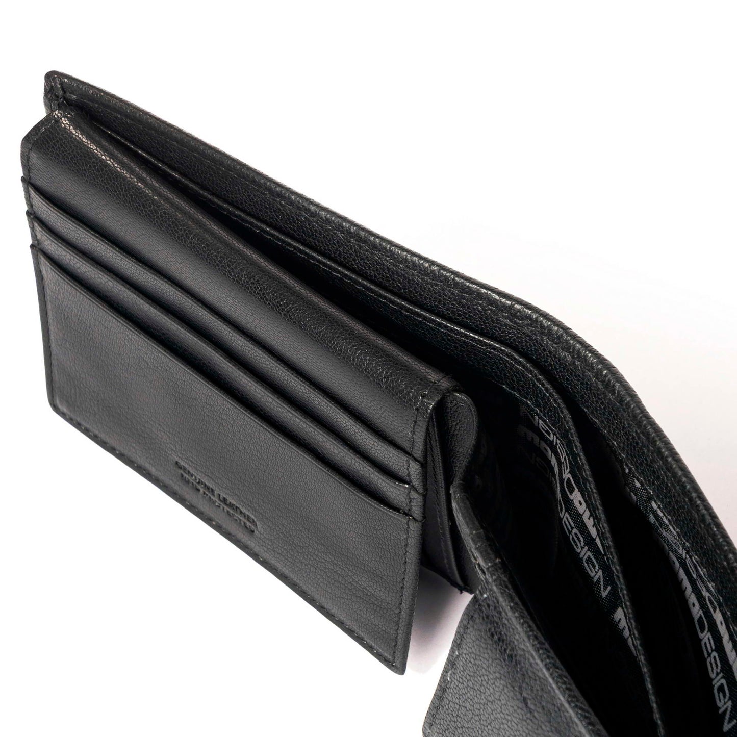 Momodesign portafoglio con portamonete Dollaro in vera pelle nero