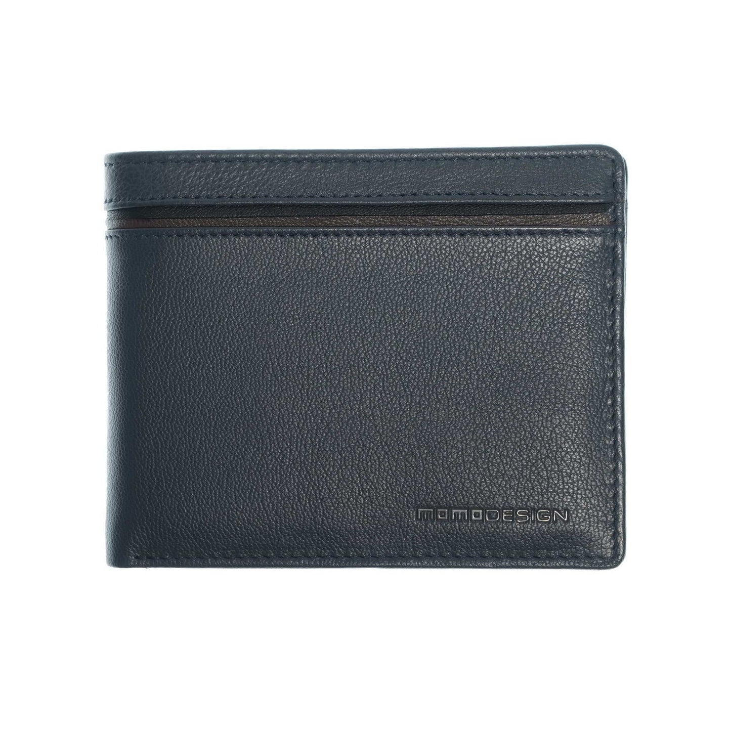 Momodesign portafoglio con portamonete Subway in vera pelle blu