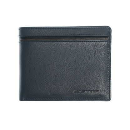 Momodesign portafoglio con portamonete Subway in vera pelle blu