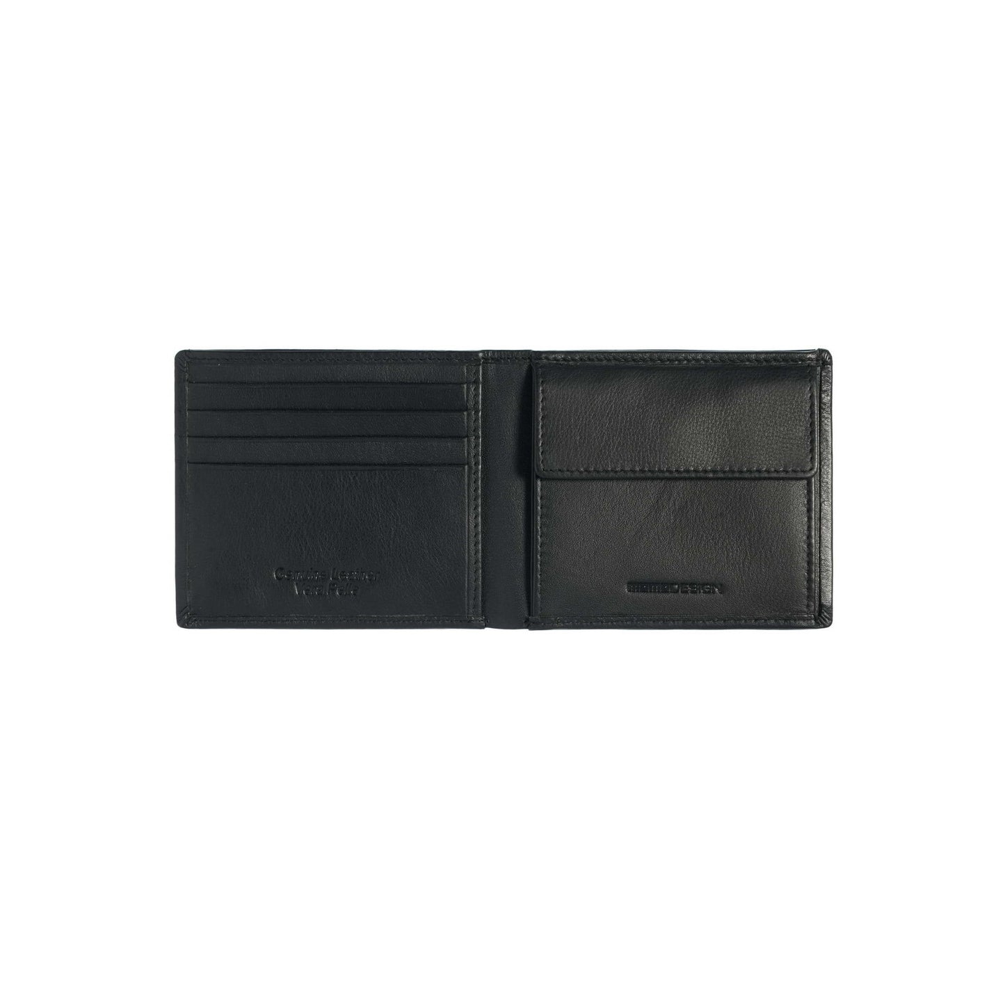 Momodesign portafoglio con portamonete Pure in vera pelle nera