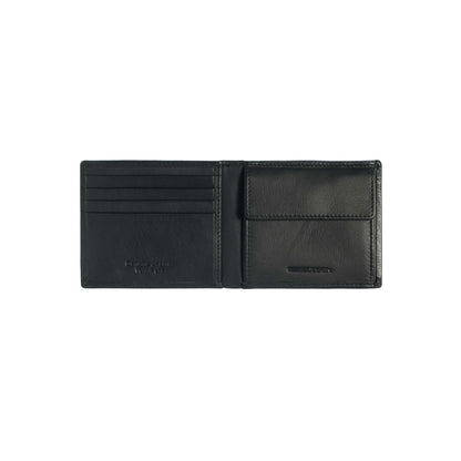 Momodesign portafoglio con portamonete Pure in vera pelle nera