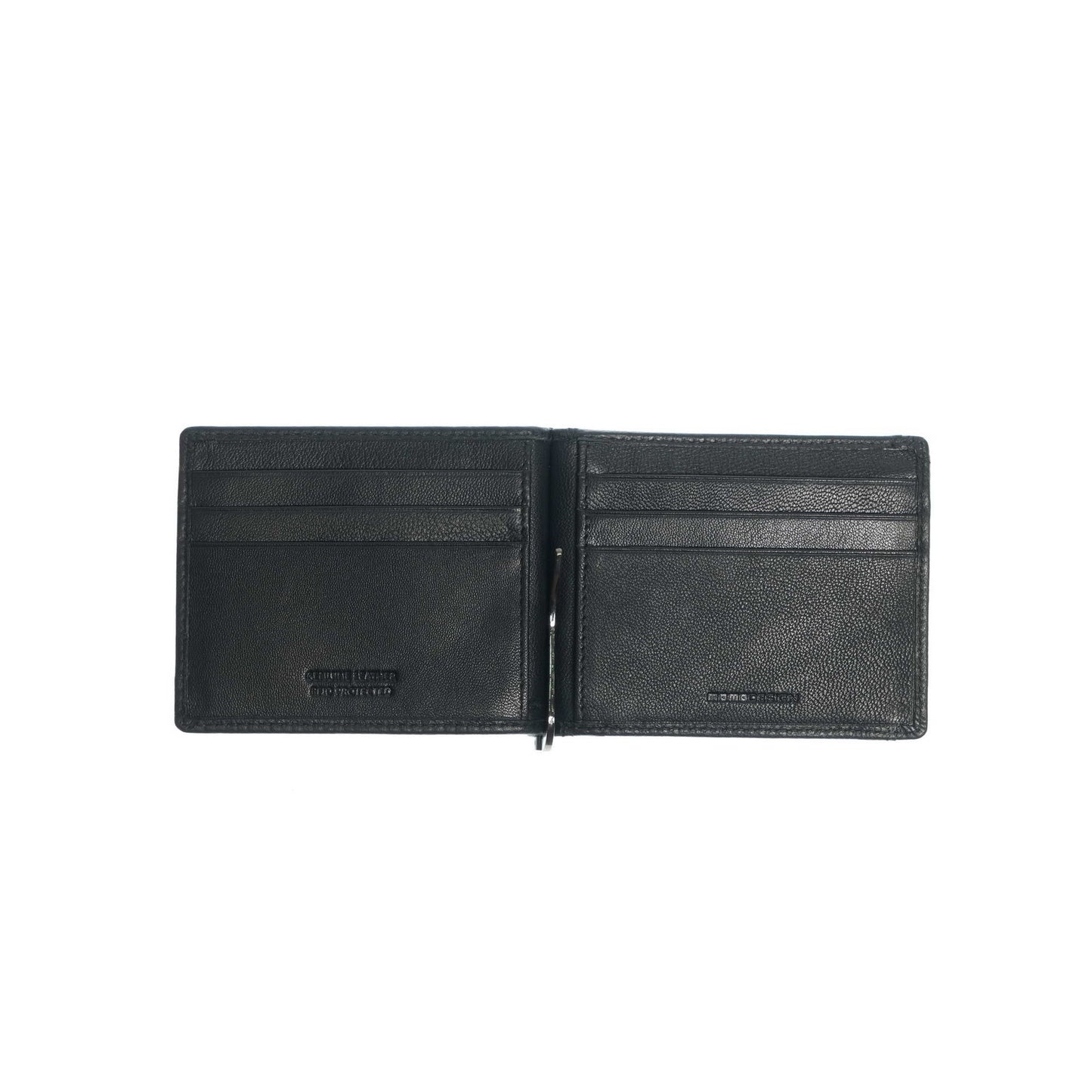 Momodesign portafoglio portacarte con ferma banconote Dollaro in vera pelle nero
