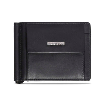 Momodesign portafoglio con ferma banconote Pure in vera pelle nera