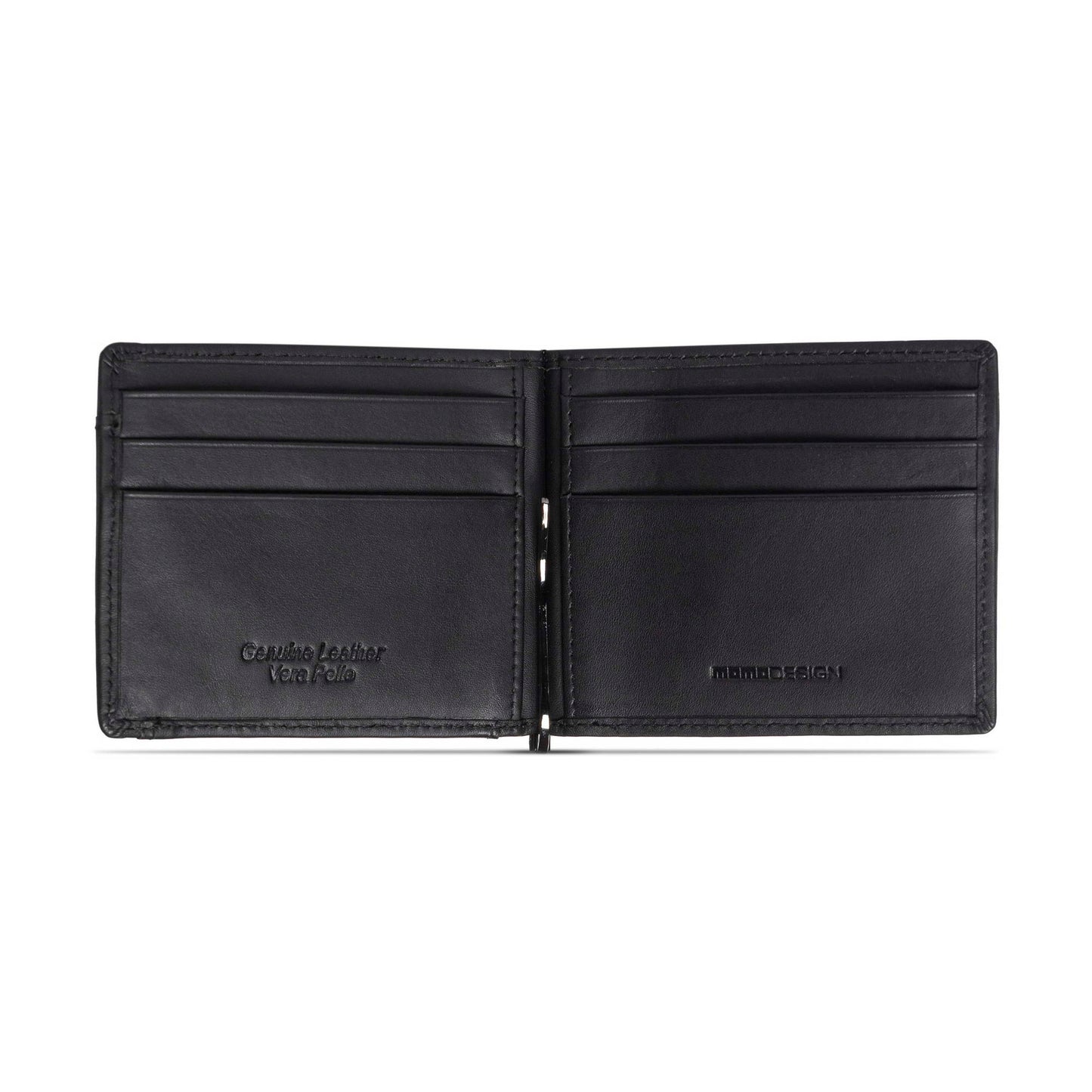 Momodesign portafoglio con ferma banconote Pure in vera pelle nera