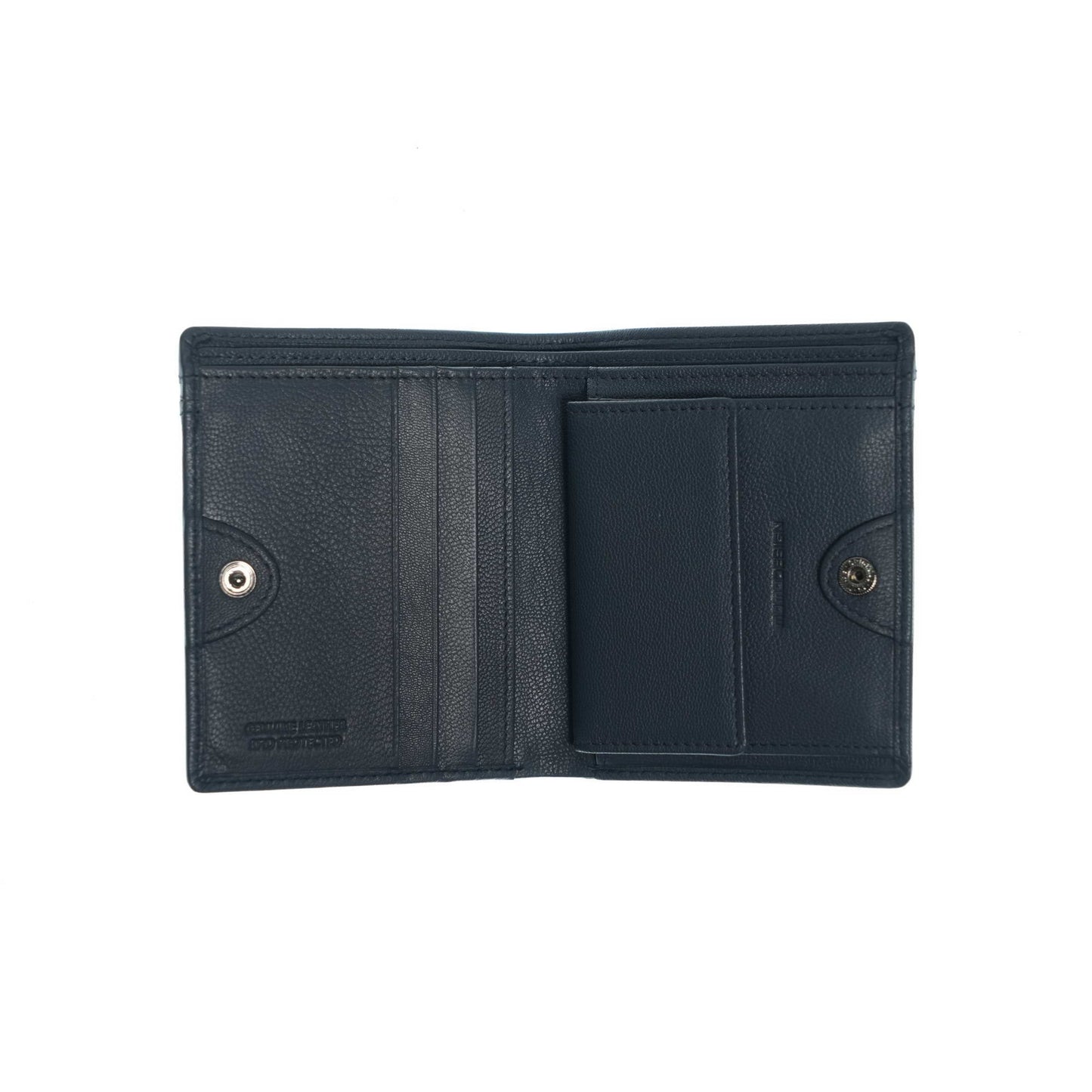 Momodesign portafoglio e portacarte con portamonete Subway in vera pelle nappa blu