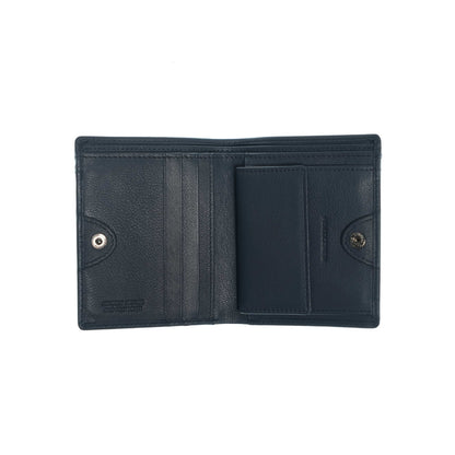 Momodesign portafoglio e portacarte con portamonete Subway in vera pelle nappa blu