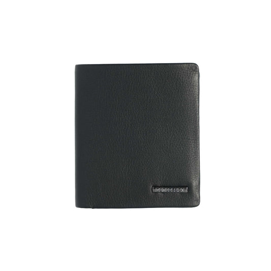 Momodesign portafoglio compatto con portamonete Pure in vera pelle nera