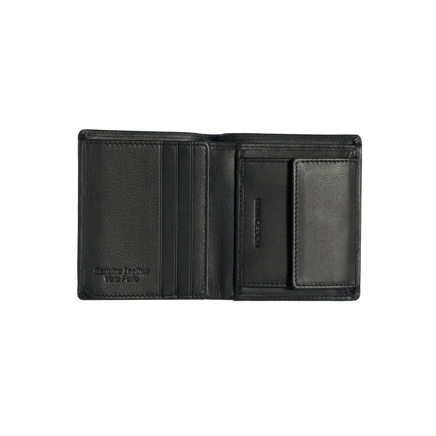 Momodesign portafoglio compatto con portamonete Pure in vera pelle nera
