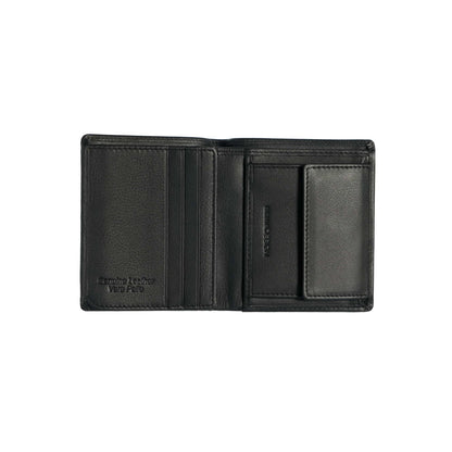 Momodesign portafoglio compatto con portamonete Pure in vera pelle nera