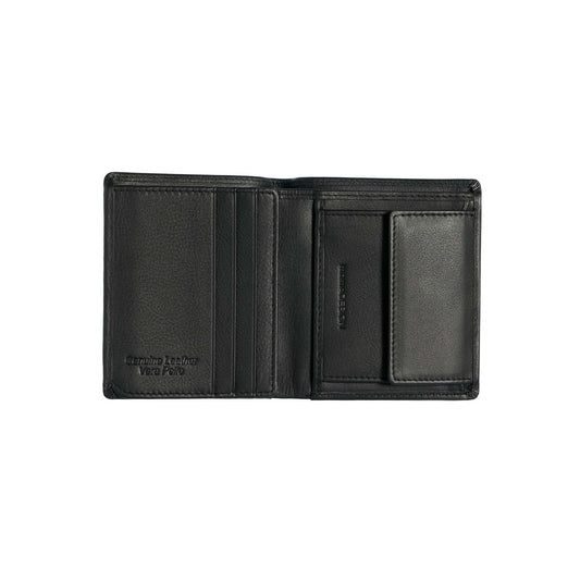 Momodesign portafoglio compatto con portamonete Pure in vera pelle nera