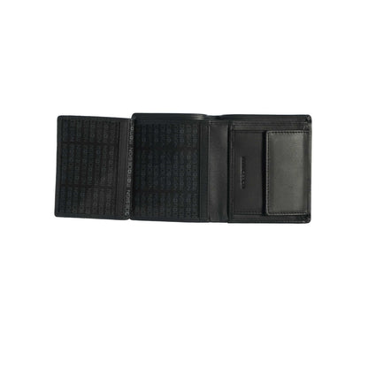 Momodesign portafoglio compatto con portamonete Pure in vera pelle nera