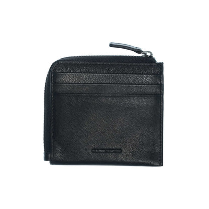 Momodesign portacarte con portamonete Subway in vera pelle nappa nera fluo