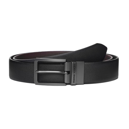 Momodesign Cintura in pelle nera / moro con fibbia antracite