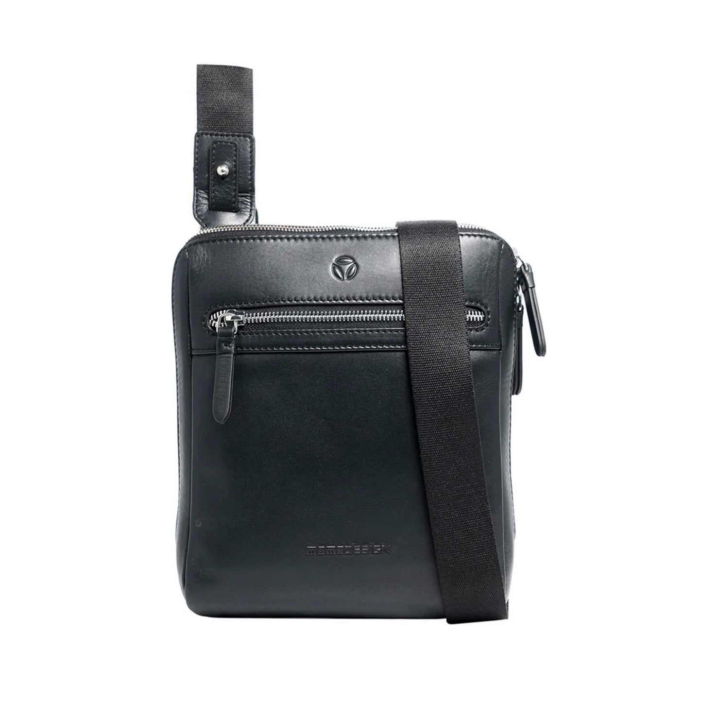 Momodesign Tracolla Business Logo in Pelle Nera