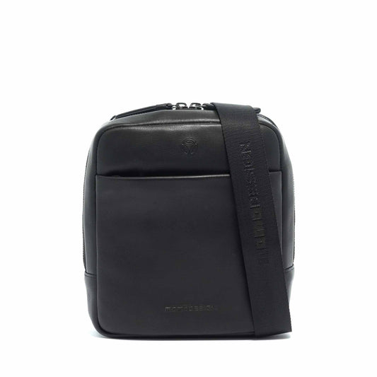 Momodesign Tracolla Business Logo in Pelle Nera