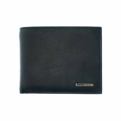 Momodesign Portafoglio trifold in vera Pelle blu