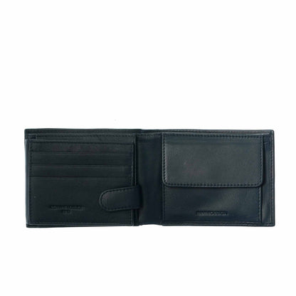 Momodesign Portafoglio trifold in vera Pelle blu
