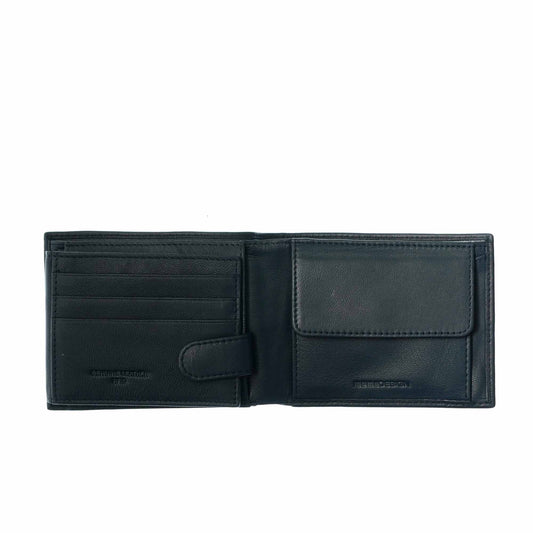 Momodesign Portafoglio trifold in vera Pelle blu