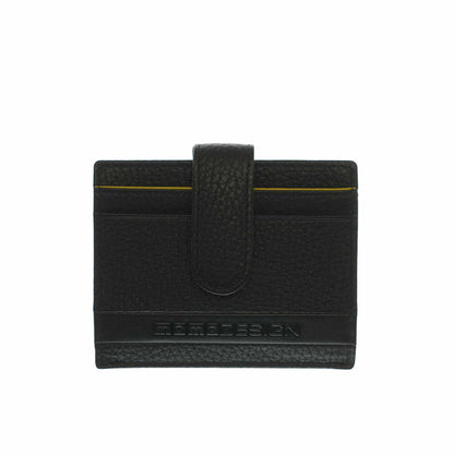 Momodesign portacarte in pelle nera e dettaglio giallo