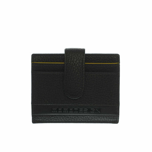 Momodesign portacarte in pelle nera e dettaglio giallo
