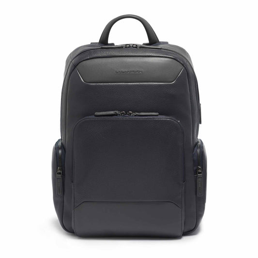 Momodesign Zaino Dollaro con 3 tasche in pelle colore blu