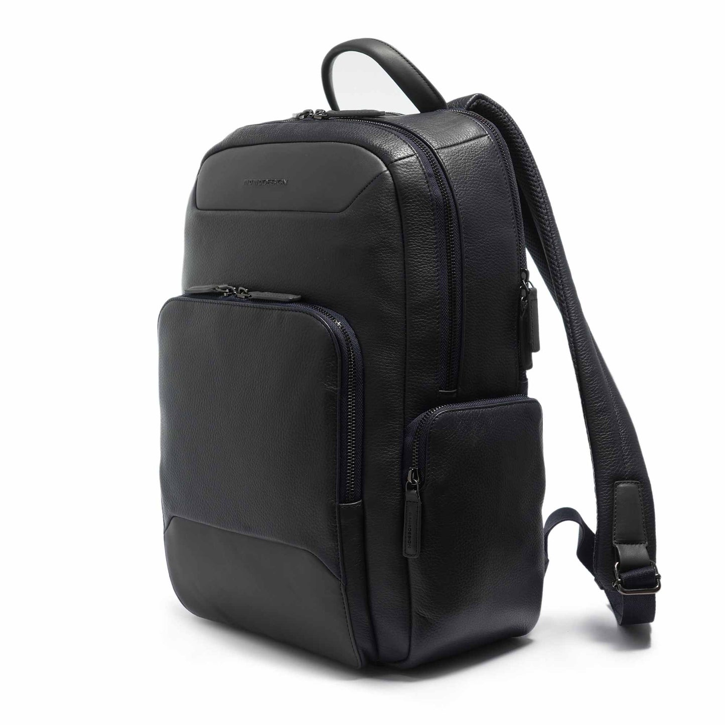 Momodesign Zaino Dollaro con 3 tasche in pelle colore blu