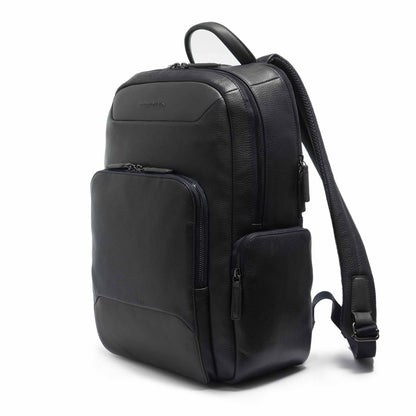 Momodesign Zaino Dollaro con 3 tasche in pelle colore blu