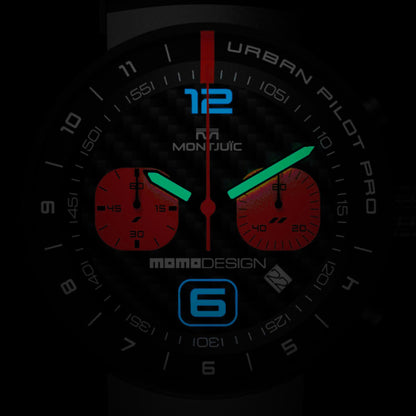 MOMODESIGN X Montjuïc Orologio Urban Pilot PRO CHRONO BLACK PVD-RED