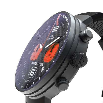 MOMODESIGN X Montjuïc Orologio Urban Pilot PRO CHRONO BLACK PVD-RED