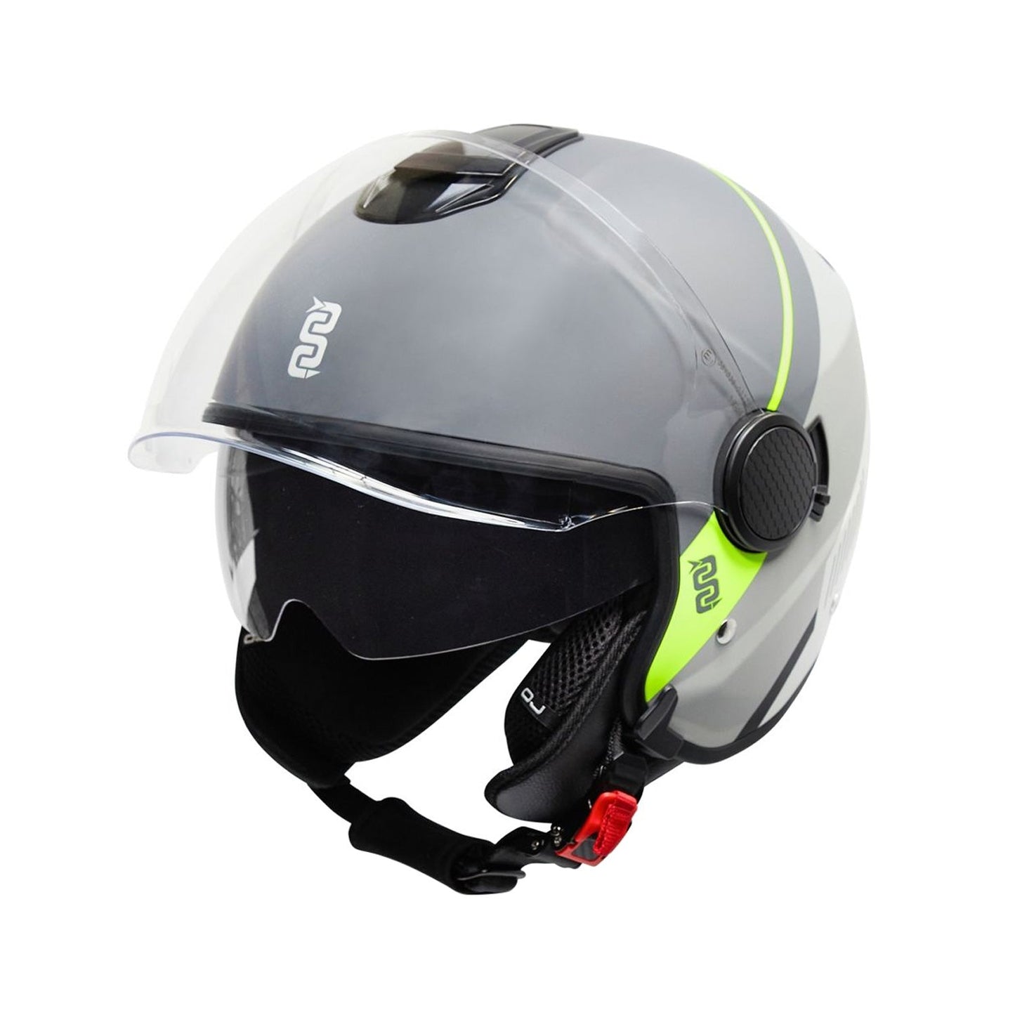 OJ Viaggio Helmet Stripe Grey/Yellow Gloss