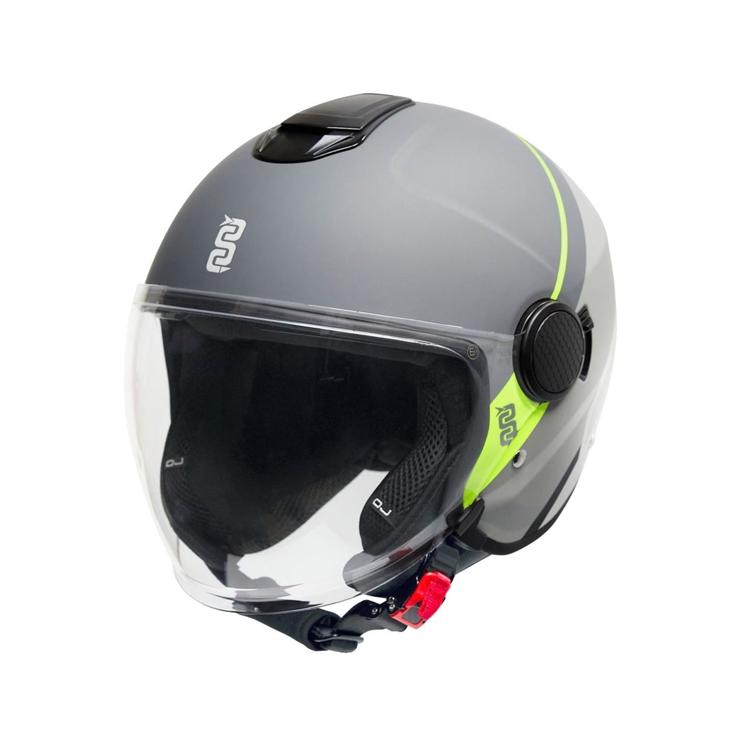 OJ Viaggio Helmet Stripe Grey/Yellow Gloss