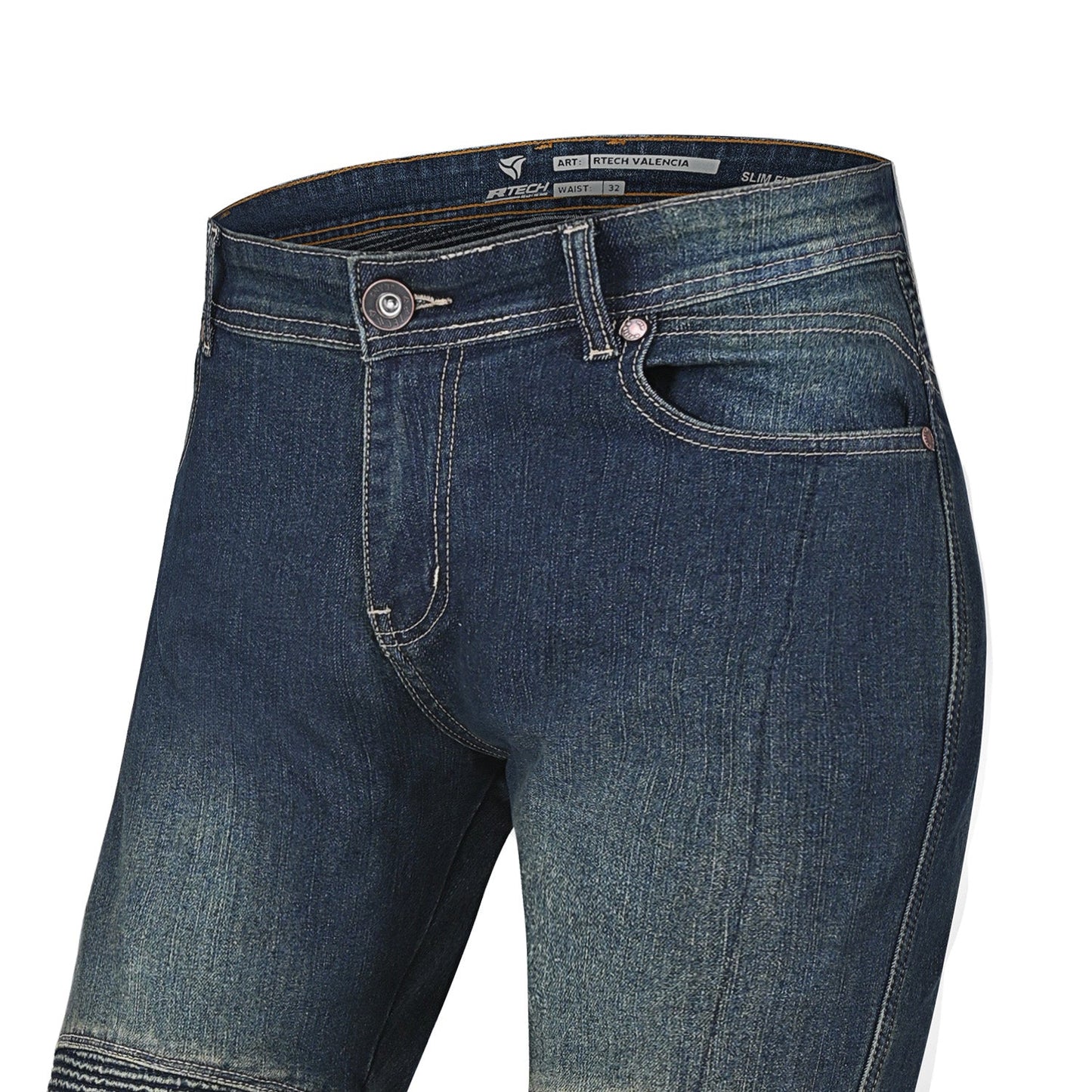 R-TECH VALENCIA PANTALONI DE DONNA DENIM JEANS BLU VINTAGE SPRAY
