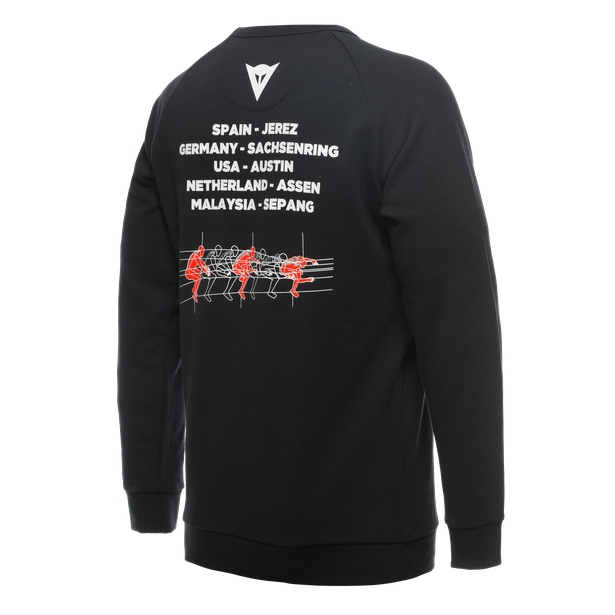 DAINESE Racing SWEATER Felpa Nera con logo sul petto e nomi circuito sulla schiena