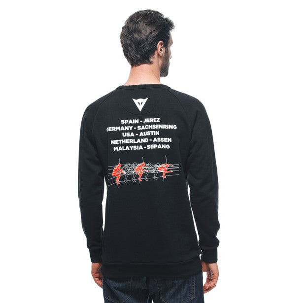 DAINESE Racing SWEATER Felpa Nera con logo sul petto e nomi circuito sulla schiena
